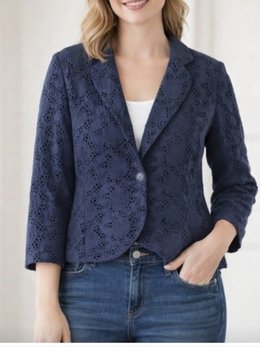Sandro cotton eyelet jacket Sz S